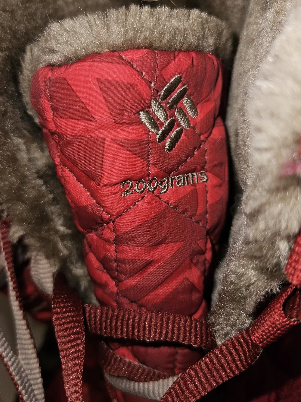 Columbia Red Quilted Omni Heat Lace-Up Women's Winter Boots with Faux-Fur Collar